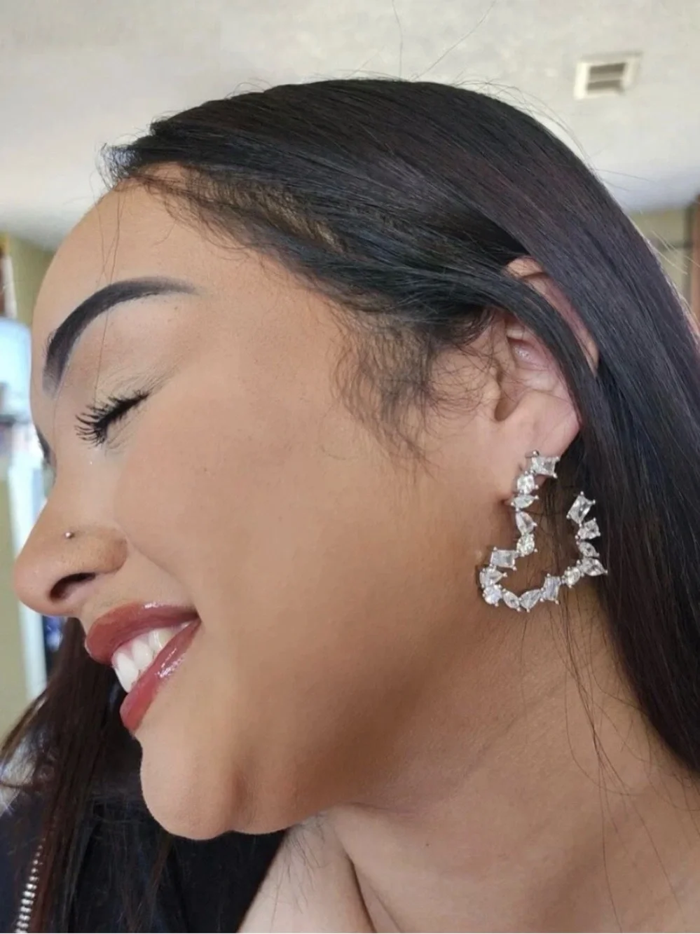 Park Lane LUST Clear Crystal Silver-Color Open Hoop Earrings